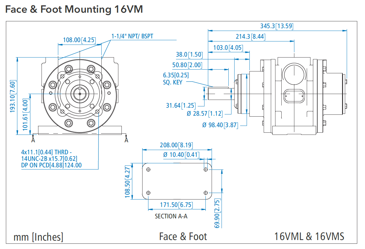 Face and Foot Mounting 16 VM air motor