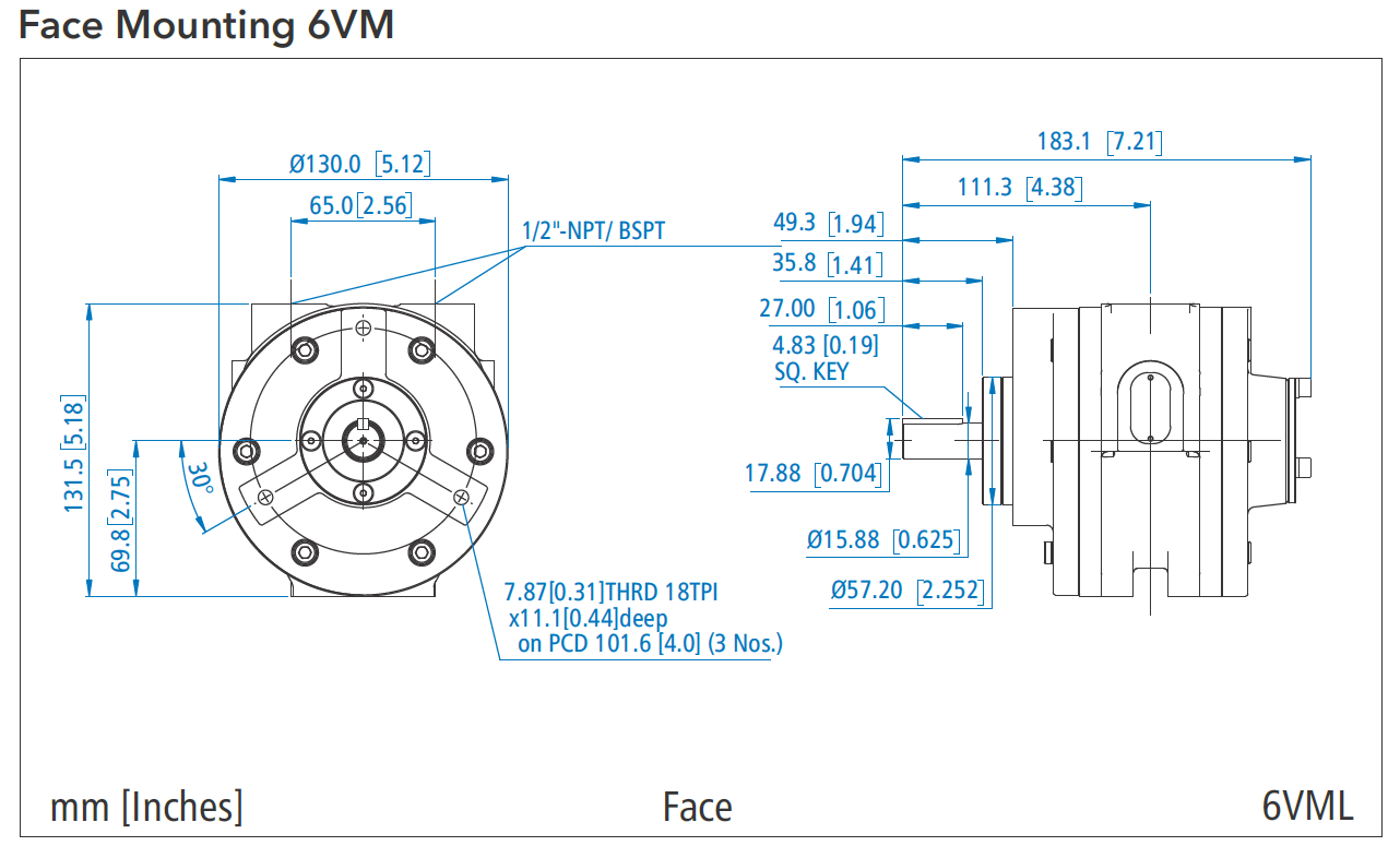 Face Mounting 6 VM air motor