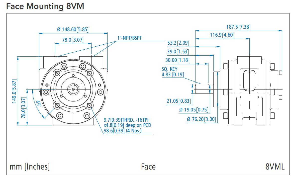 Face Mounting 8 VM air motor