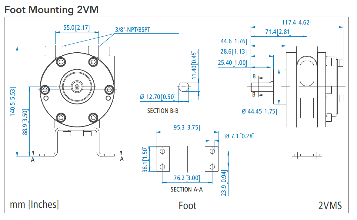 Foot Mounting 2 VM air motor