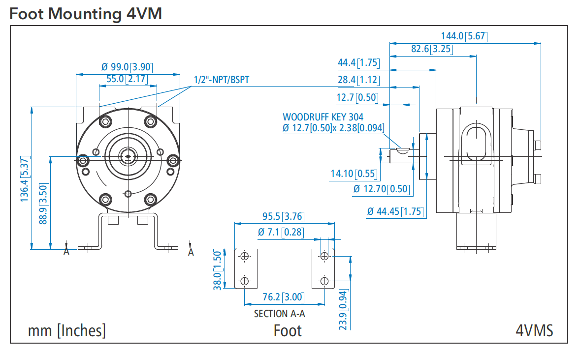Foot Mounting 4 VM air motor