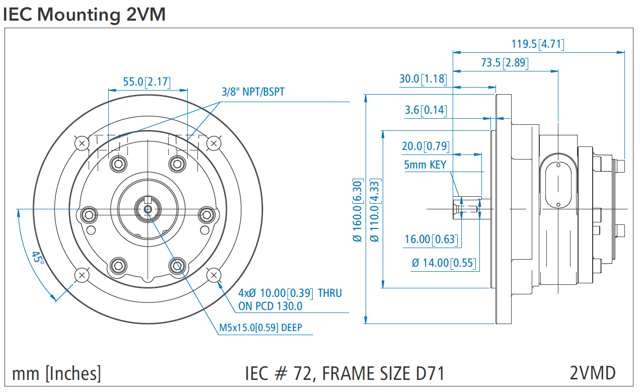 IEC Flange Mounting 2VM Air Motor