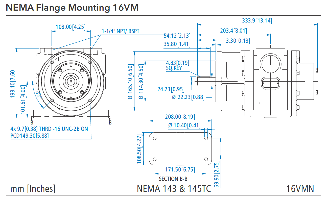 NEMA Flange Mounting 16 VM air motor