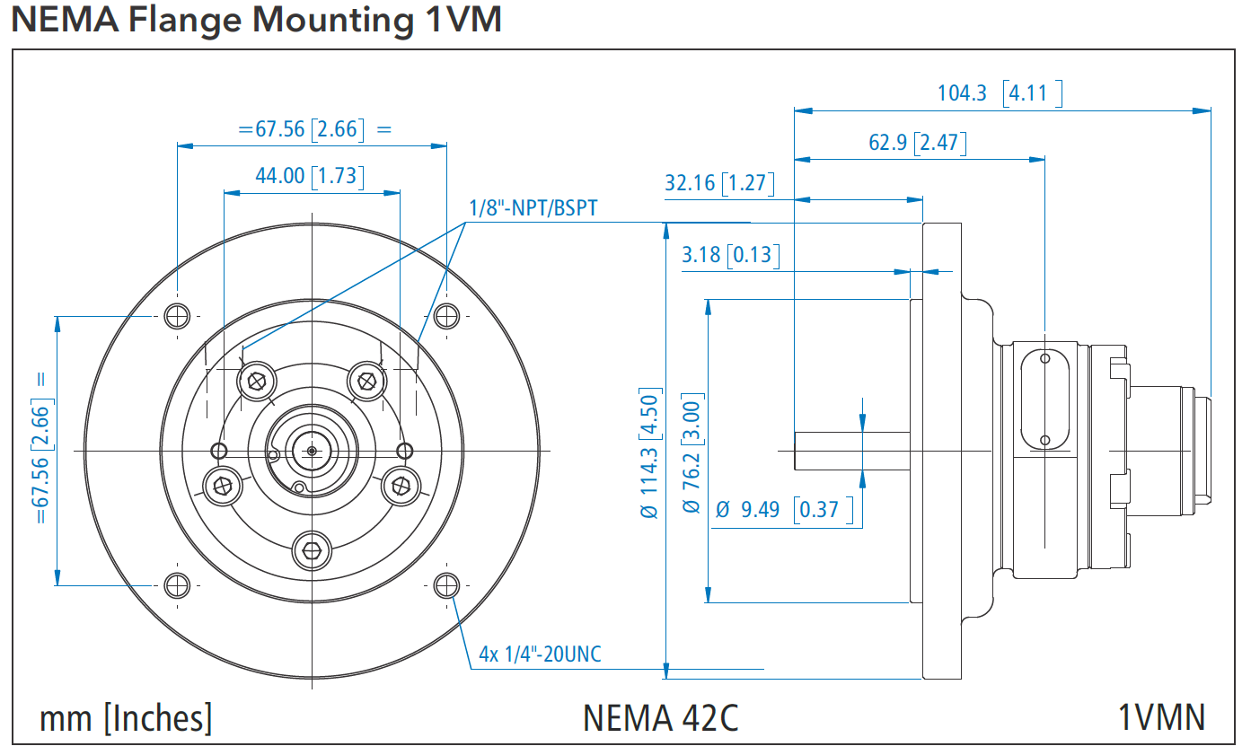 NEMA Flange Mounting 1VM Air Motor (CLOCKWISE / ANTI - CLOCKWISE)