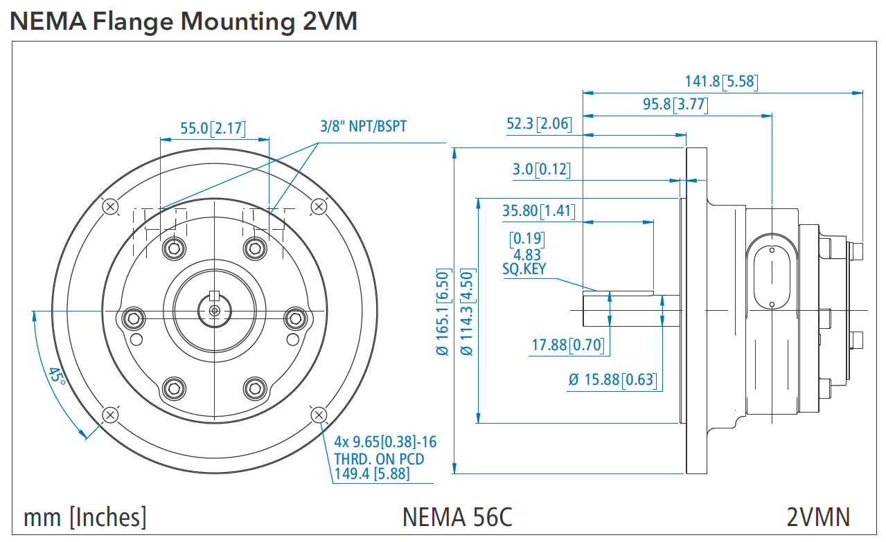 NEMA Flange Mounting 2 VM air motor