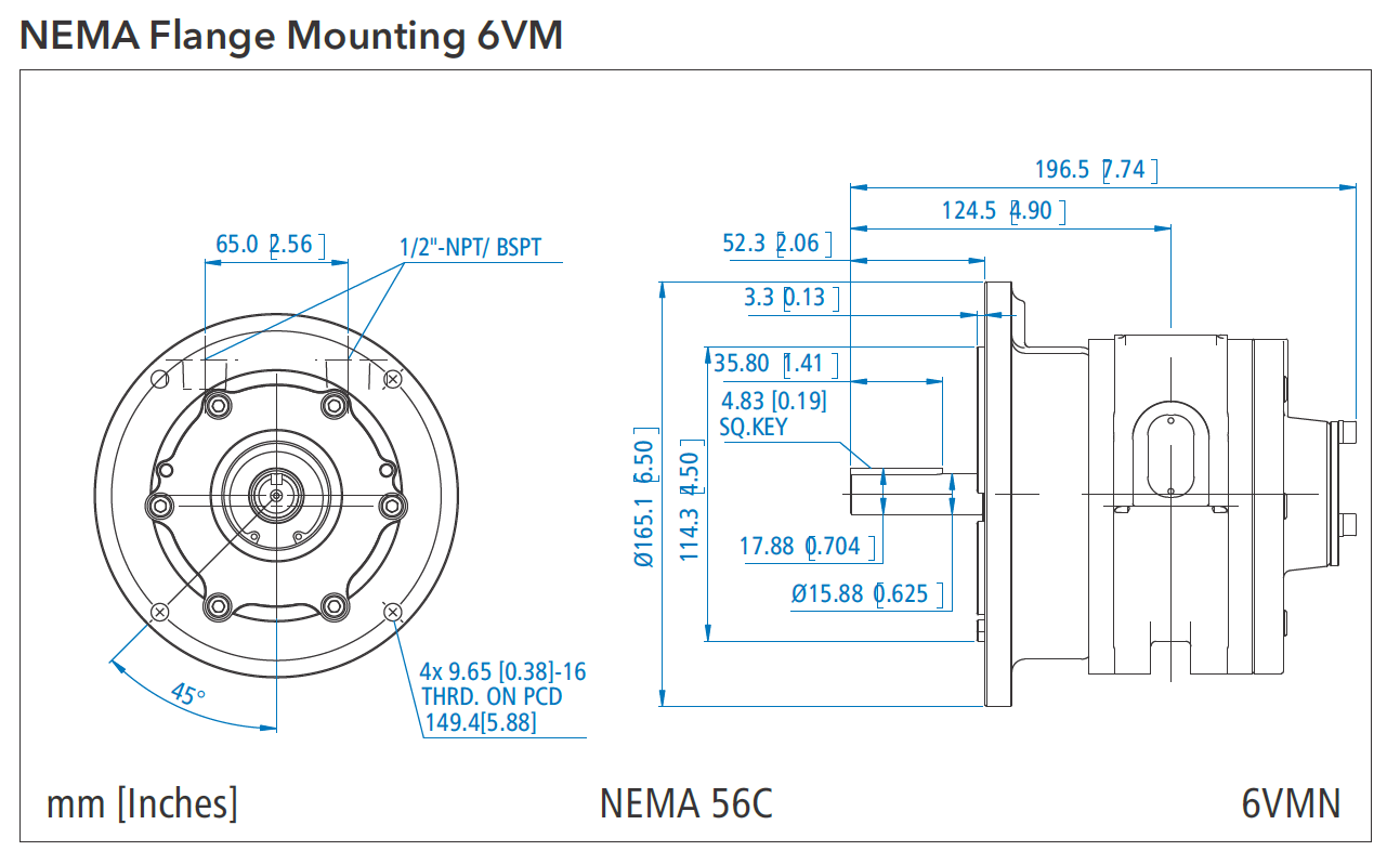 NEMA Flange Mounting 6 VM air motor